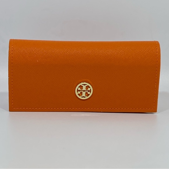 Tory Burch Sunglasses Case Orange with gold. NWOT Like-New - Picture 1 of 7